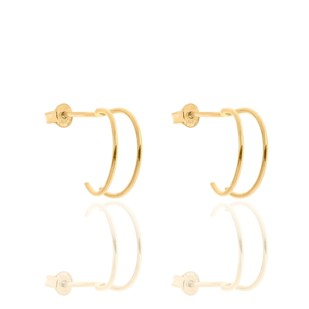 Kolczyki srebrne pozłacane podwójne koła