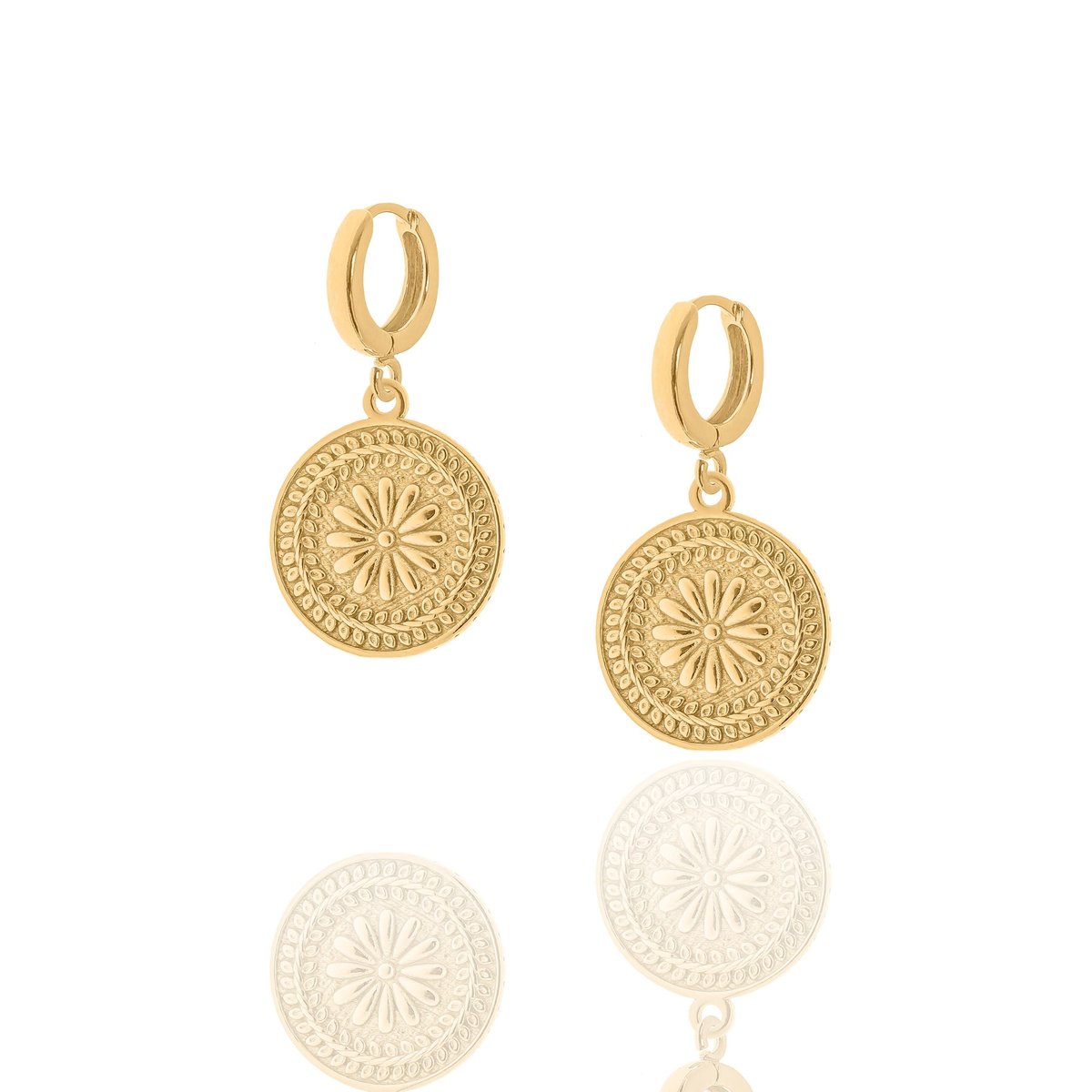 Kolczyki srebrne pozłacane z medalionami