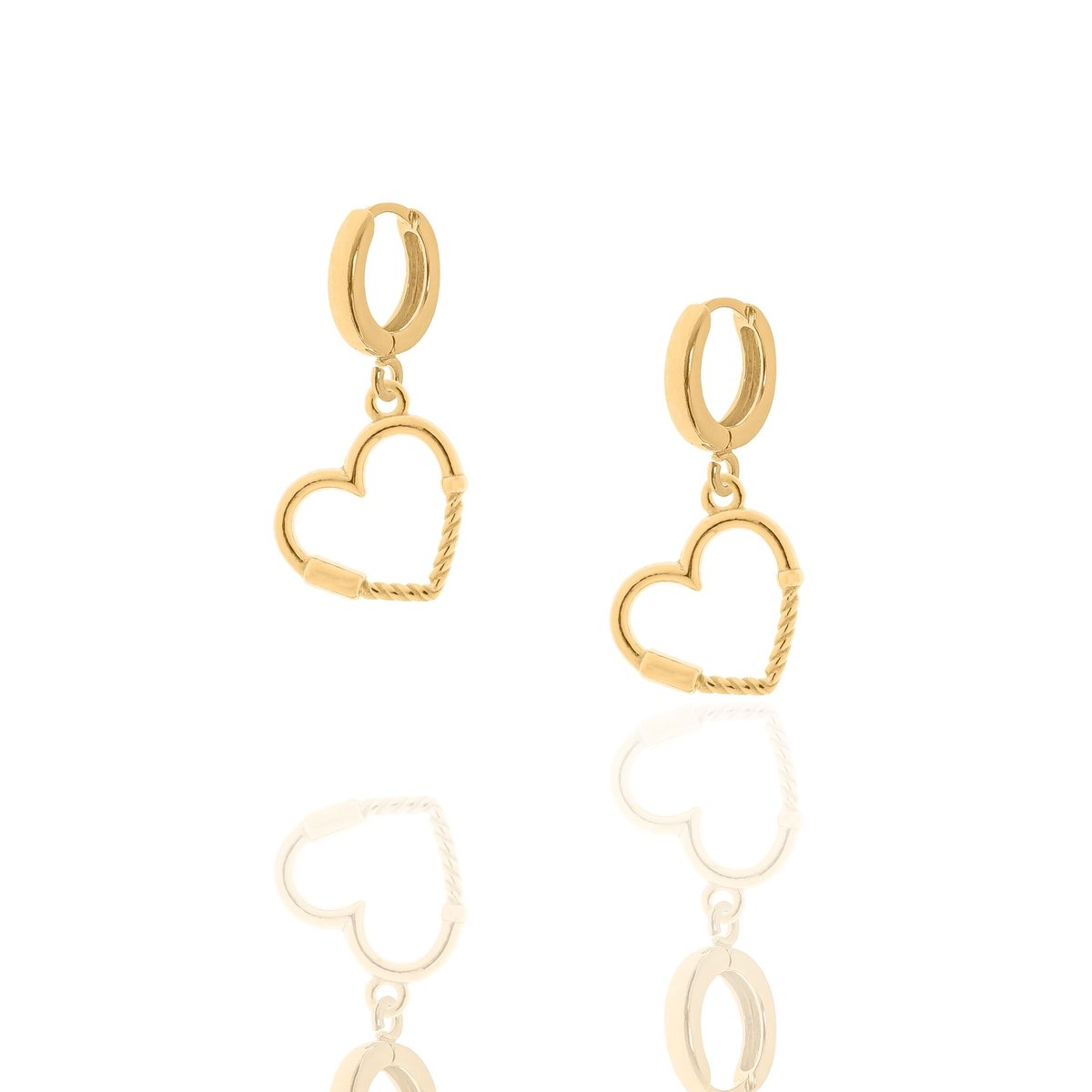 Kolczyki srebrne pozłacane z sercami