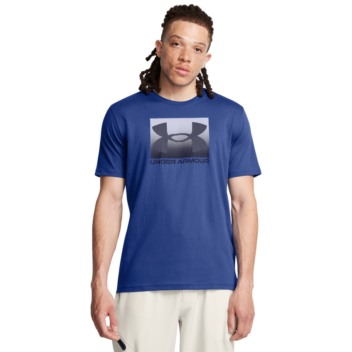 Męski t-shirt z nadrukiem Under Armour UA M Boxed Sports Updated Ss - niebieski - UNDER ARMOUR