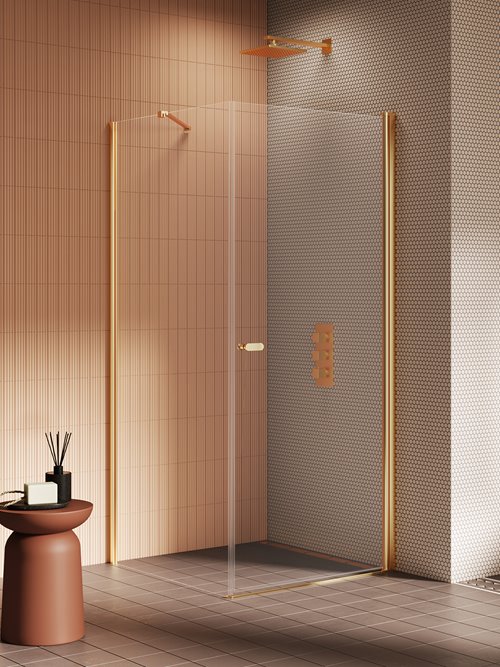 New Trendy Złota szczotkowana kabina prysznicowa prostokątna 90x70 K-4182 New Soleo Gold Brushed