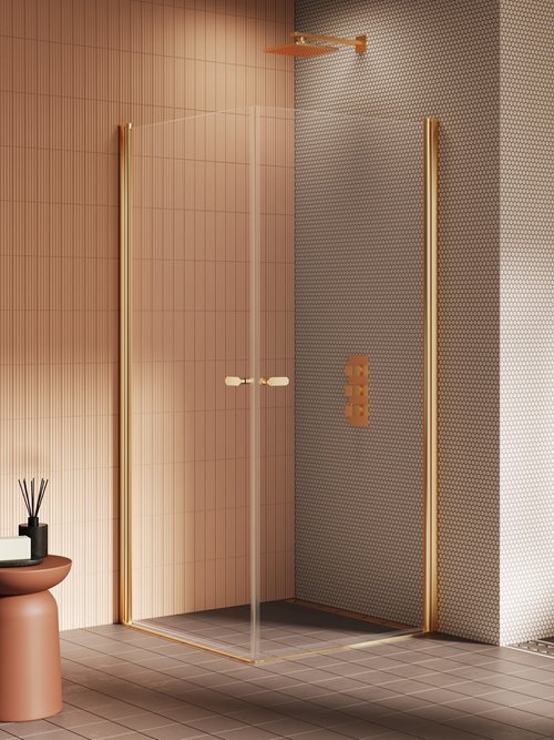 New Trendy Złota szczotkowana kabina prysznicowa prostokątna 80x90 K-4229 New Soleo Gold Brushed