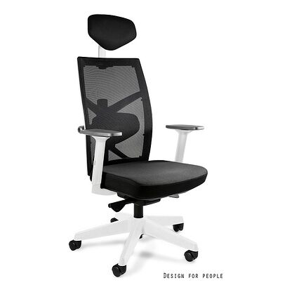 Fotel ergonomiczny TUNE Unique biały stelaż Czarny,