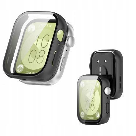 Czarne Etui 360° + Szkło Ochronne do Huawei Watch Fit 3 2w1 Pełna Ochrona