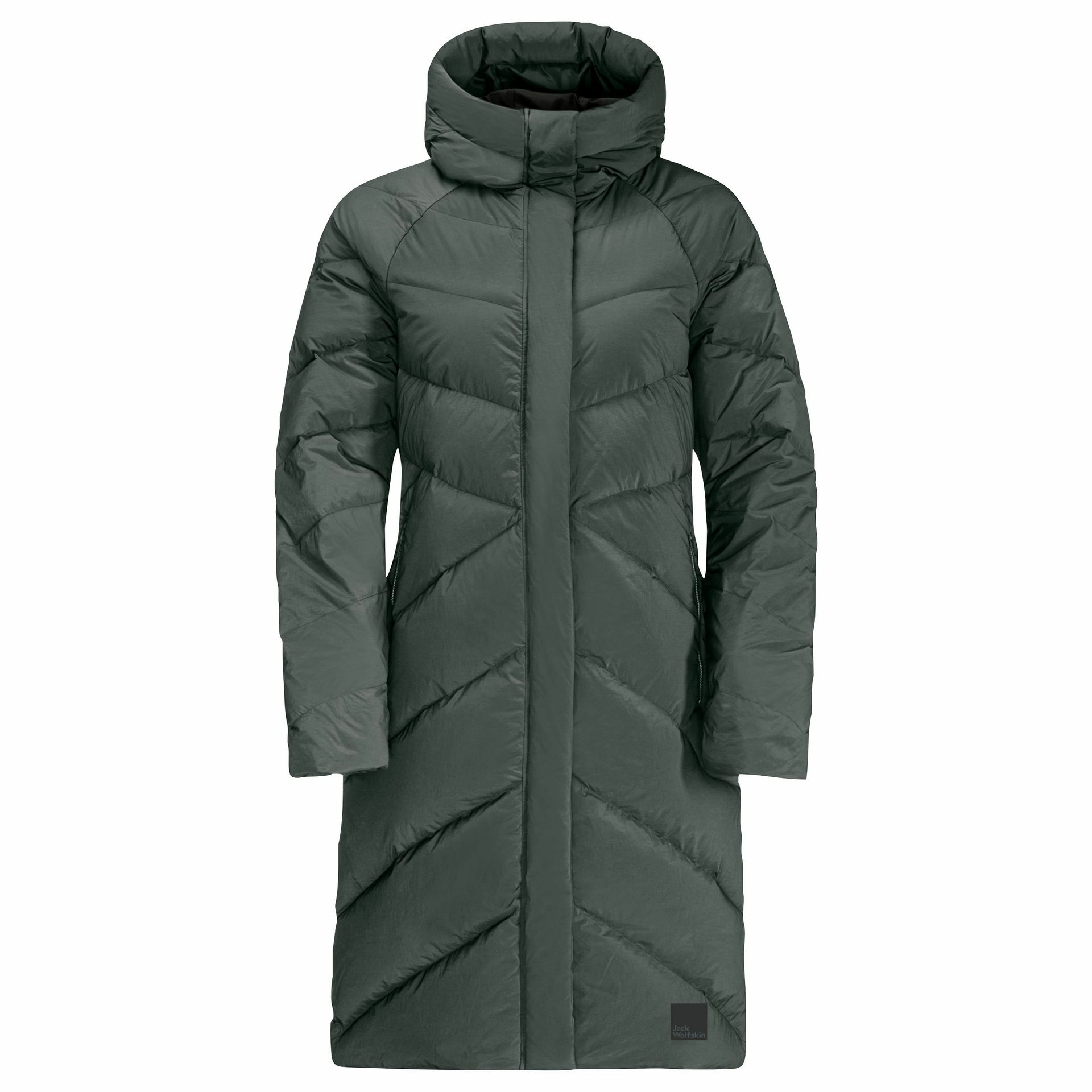 Damski płaszcz puchowy Jack Wolfskin MARIENPLATZ COAT W slate green - XS