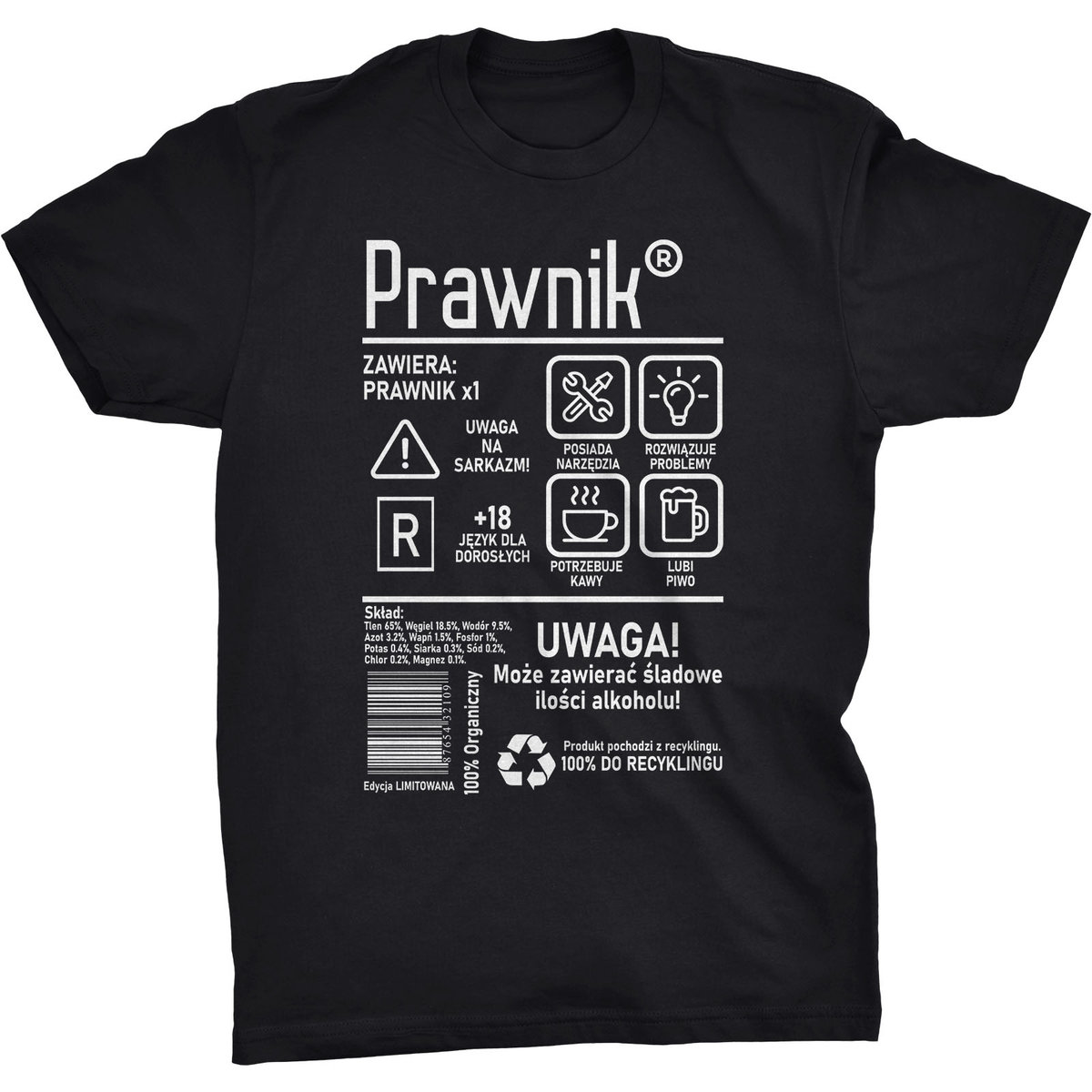 Prawnik Etykieta Koszulka Prezent Dla Prawnika