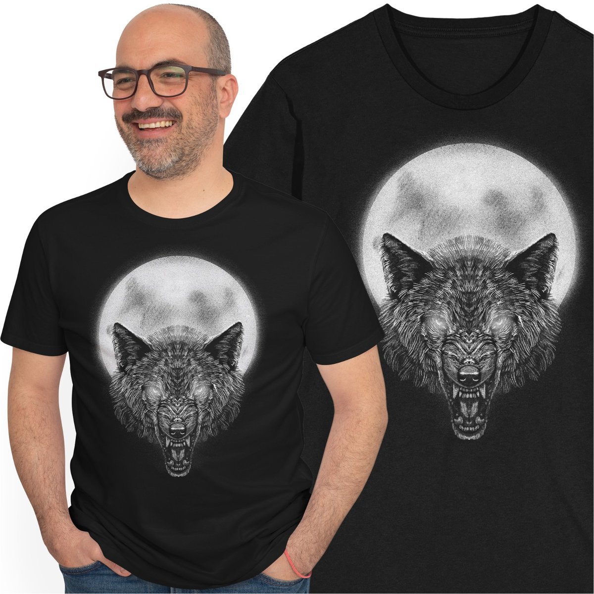 Koszulka Z Wilkiem Księżyc Wilki Zwierzęta Las