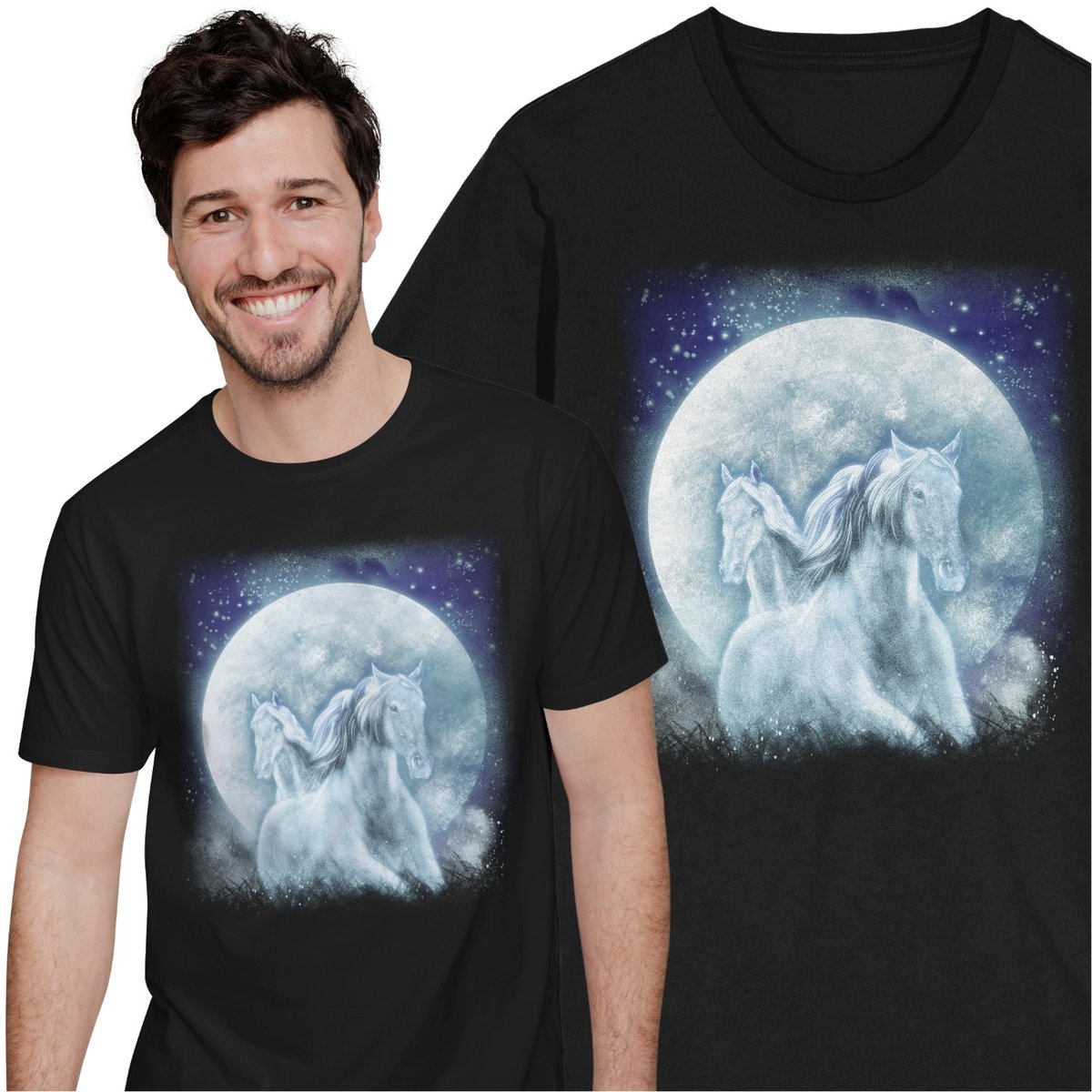 Magiczne Konie Koszulka Zwierzęta Księżyc Koniki