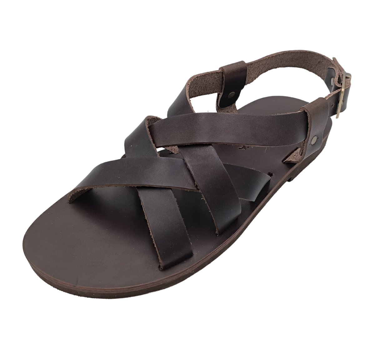 Brązowe greckie sandały z naturalnej skóry SANDINISTA S4838 [Rozmiar: 45]