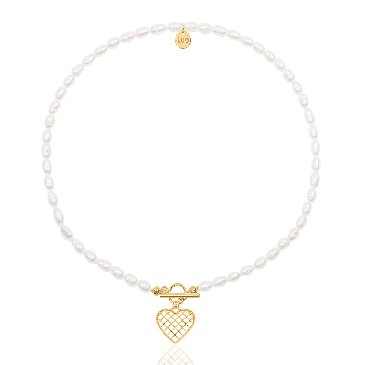 Naszyjnik z naturalnych pereł z sercem 50 CM