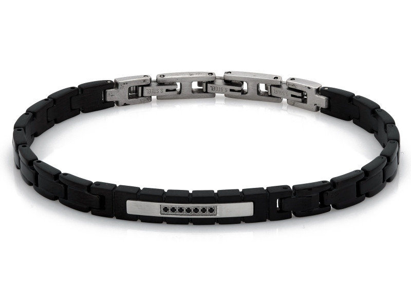 Bransoletka stalowa męska elementowa z czarnych modułów  stal nierdzewna