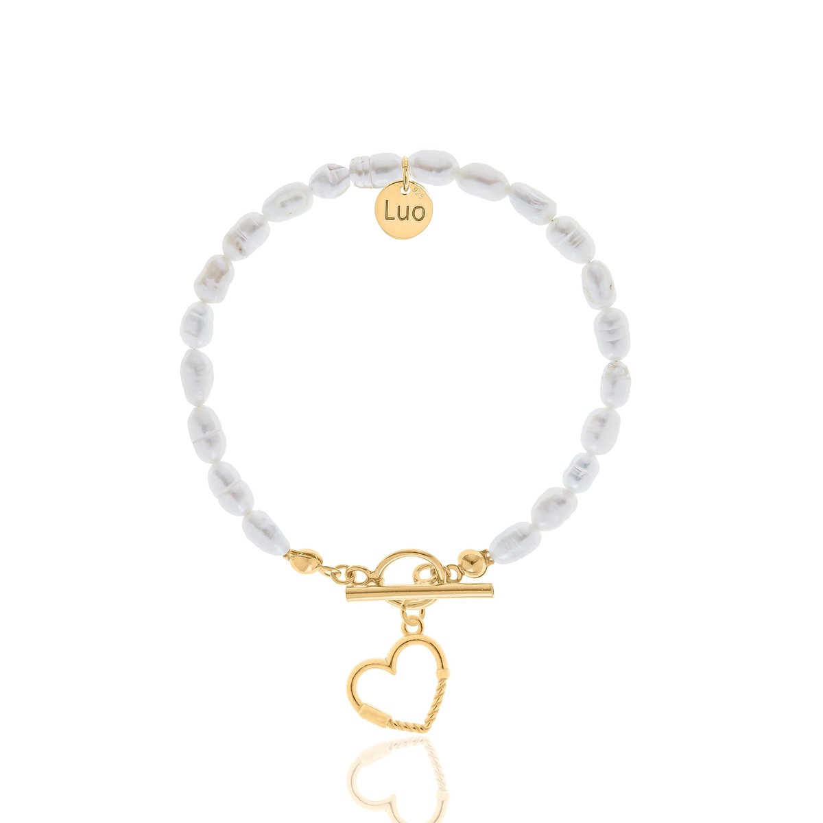 Bransoletka z naturalnych pereł z sercem