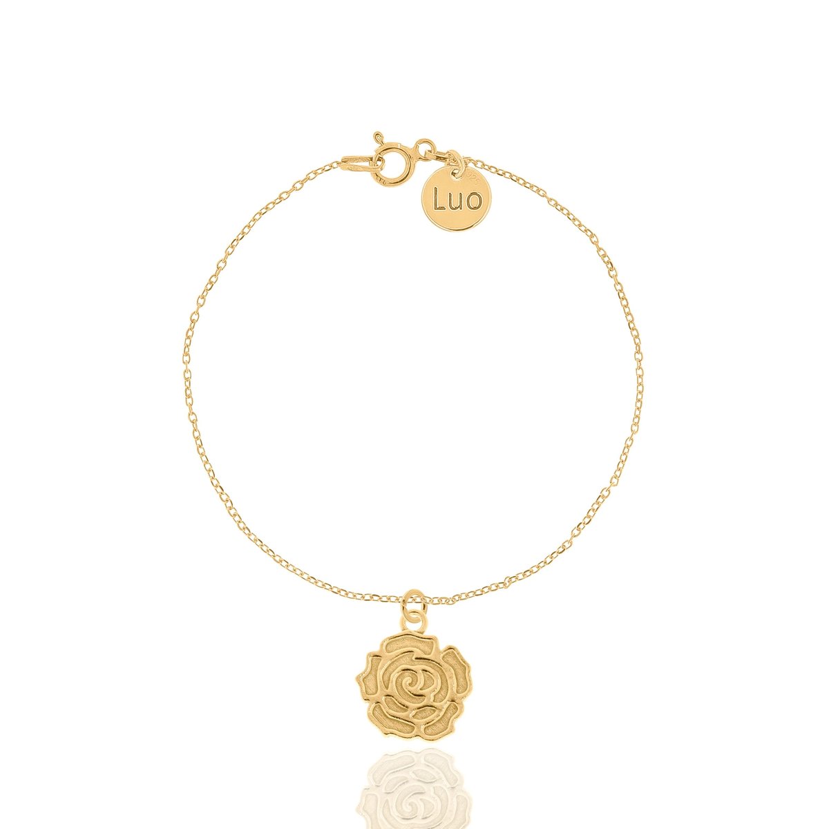 Bransoletka srebrna pozłacana ze żłobioną różą