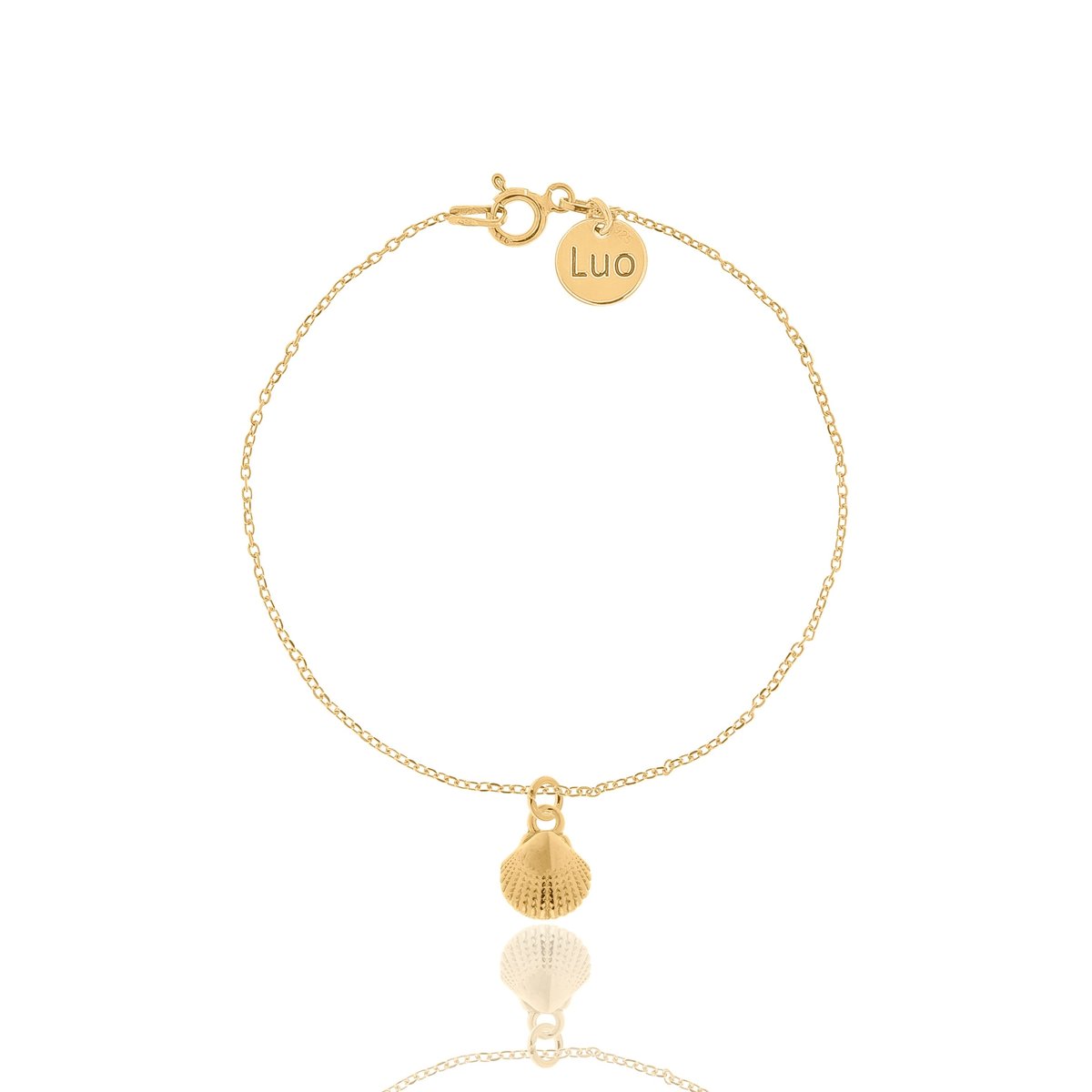 Bransoletka srebrna pozłacana z małą muszelką