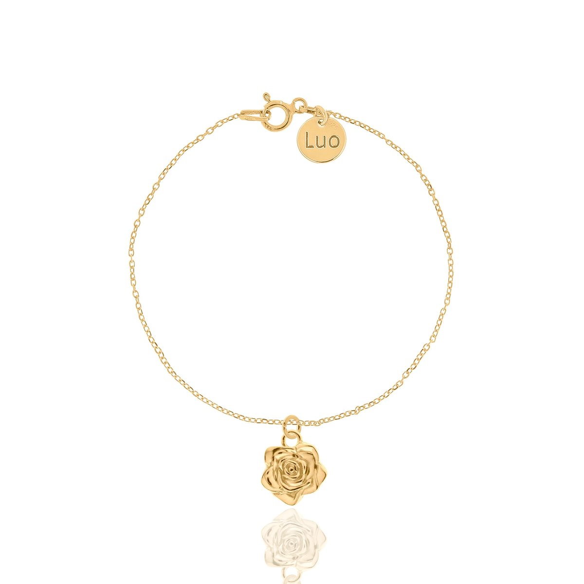 Bransoletka srebrna pozłacana z kwiatem róży