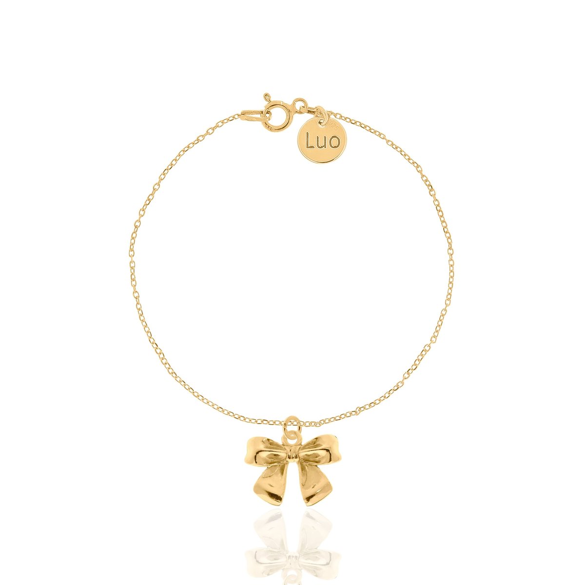 Bransoletka srebrna pozłacana z kokardką