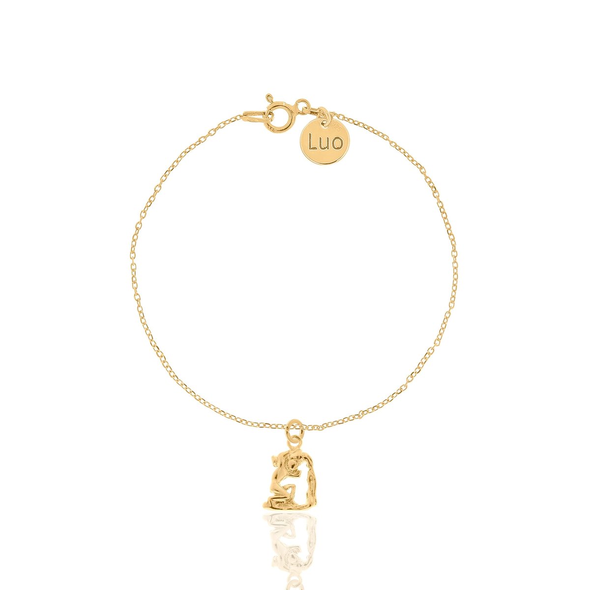 Bransoletka srebrna pozłacana ze znakiem zodiaku Wodnik