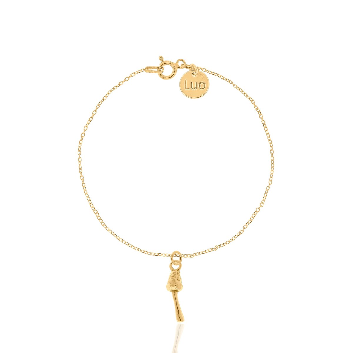 Bransoletka srebrna pozłacana z grzybkiem