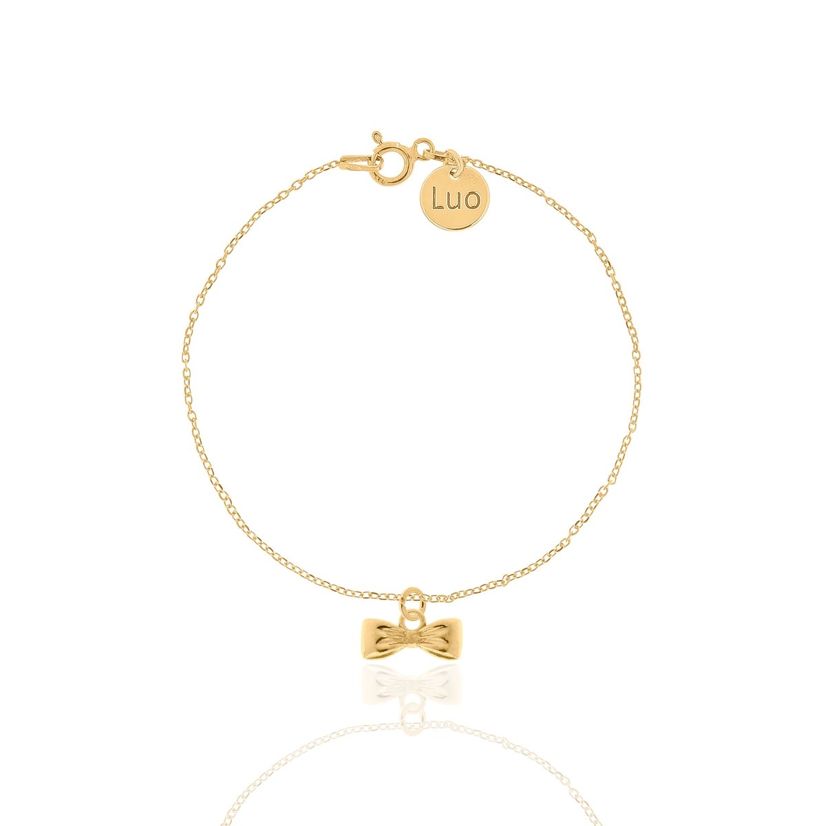 Bransoletka srebrna pozłacana z małą kokardką