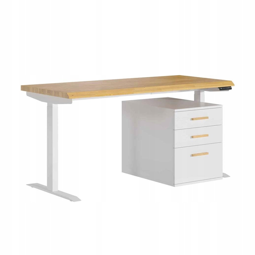 Ergonomiczne elektryczne biurko z kontenerkiem białe 170x80