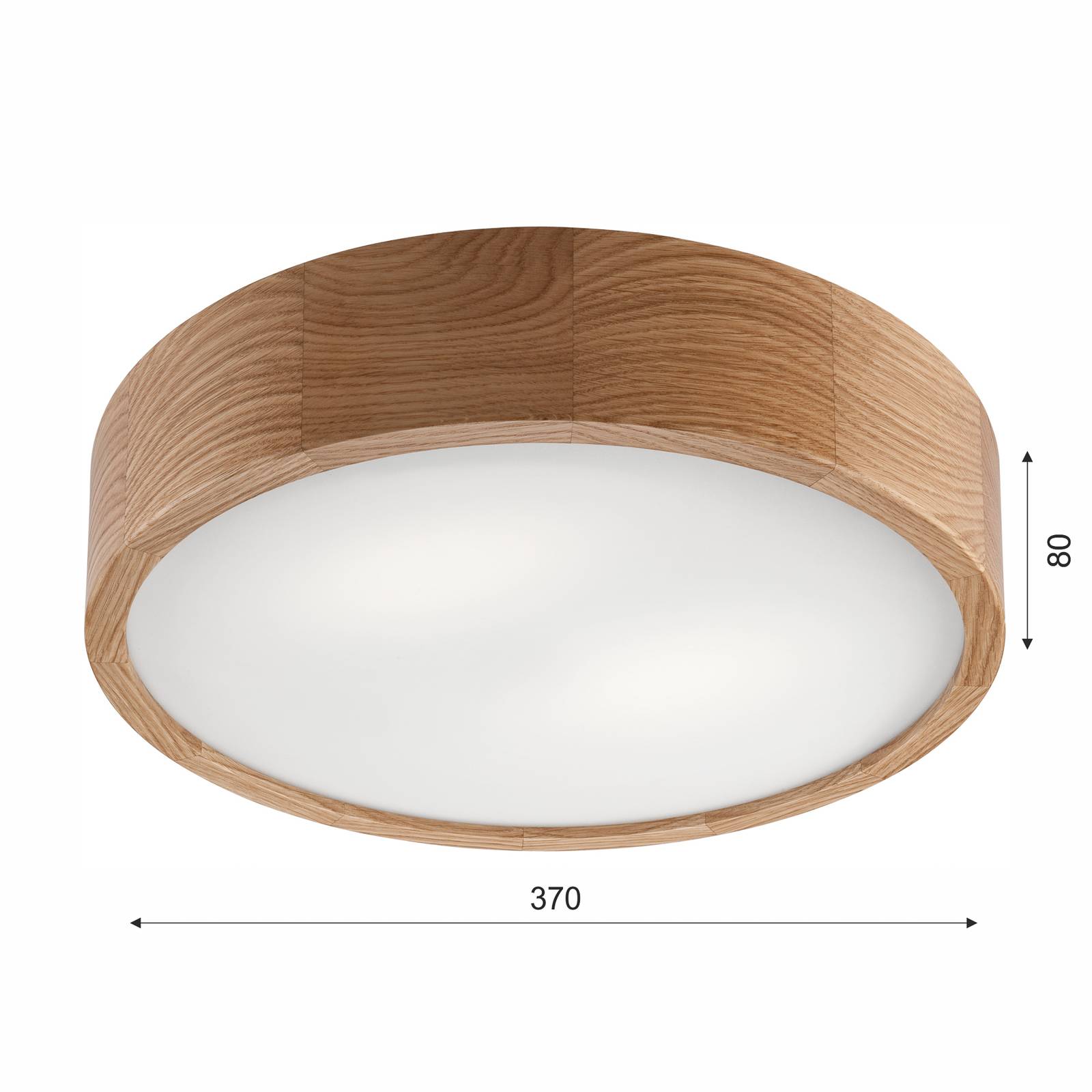 Lampa sufitowa Envostar Caspian, Ø 37 cm, IP54, dąb
