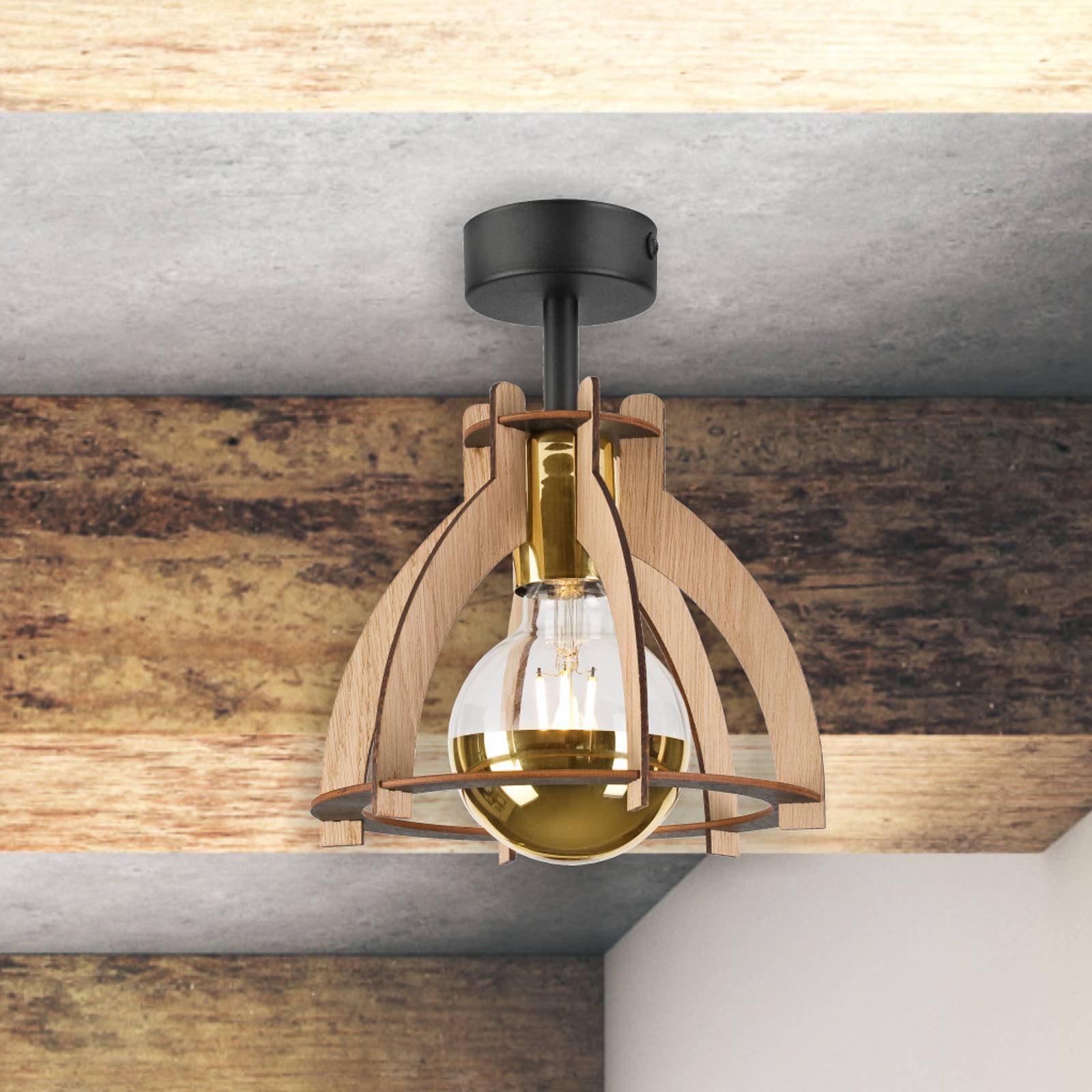 Lampa sufitowa Envostar Falou, dąb, Ø 25 cm