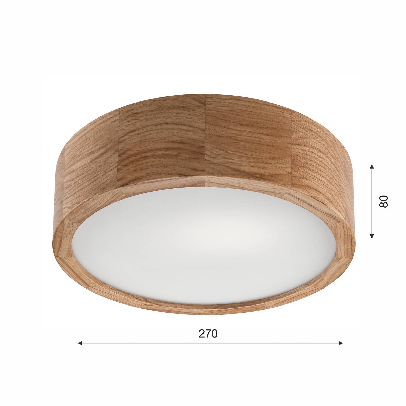 Lampa sufitowa Envostar Caspian, Ø 27 cm, IP54, dąb