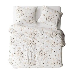 KARO Pościel z kory 140x200 biała kremowa brązowa liście 1787N Bielawa