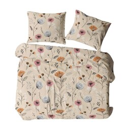 KARO Pościel z kory 160x200 beżowa wielokolorowa kwiaty 1709N Bielawa