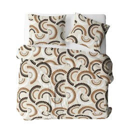 KARO Pościel z kory 160x200 kremowa brązowa ornamenty 1802N Bielawa