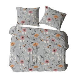 KARO Pościel z kory 160x200 szara wielokolorowa kwiaty 1711N Bielawa