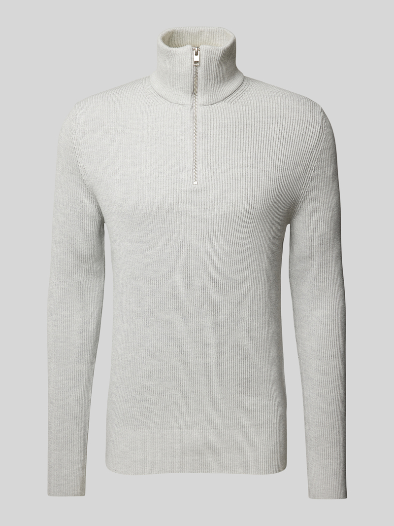 Sweter z dzianiny z kołnierzem model ‘PERFECT’