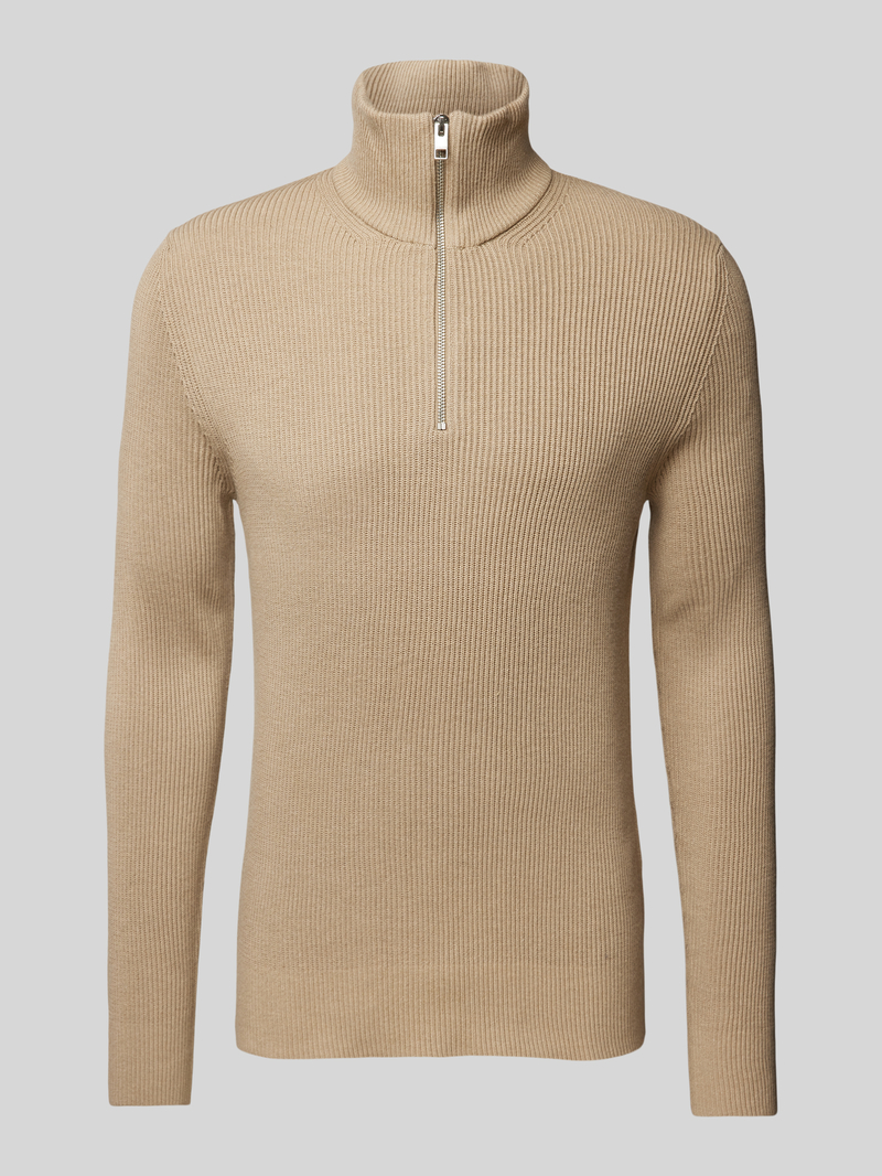 Sweter z dzianiny z kołnierzem model ‘PERFECT’