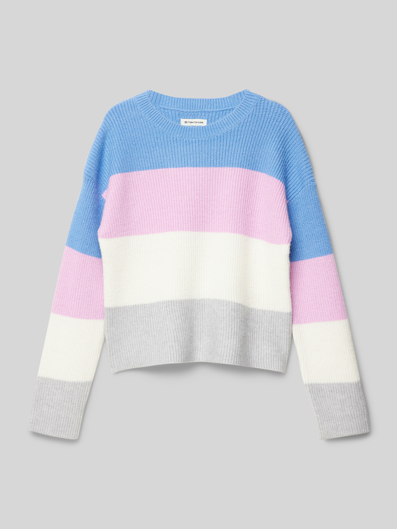 Sweter z dzianiny krótki w stylu Colour Blocking