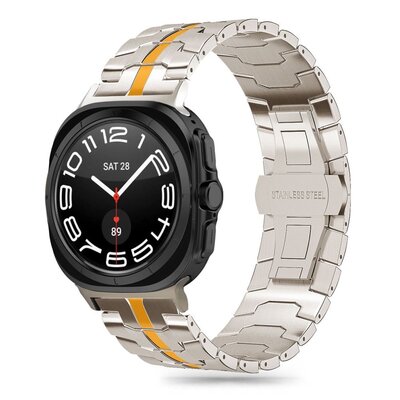 STAINLESS LINE BRANSOLETA STALOWA BRANSOLETKA PASEK DO ZEGARKA SAMSUNG GALAXY WATCH ULTRA 47MM - TITANIUM/ORANGE