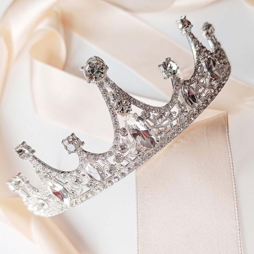 Efektowna błyszcząca korona tiara DIADEM cyrkonie na ślub studniówkę 18