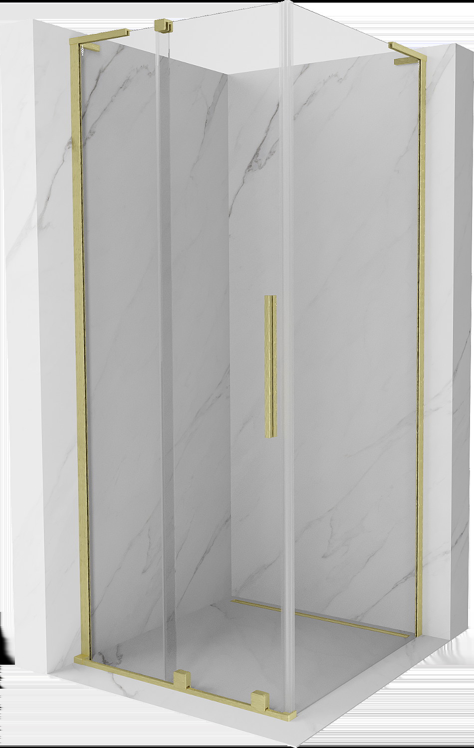 Mexen Velar L kabina prysznicowa rozsuwana 90x90 cm, transparent, złota szczotkowana - 871-090-090-03-55