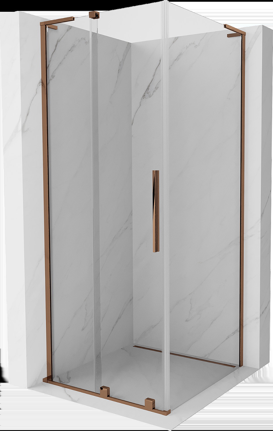 Mexen Velar L kabina prysznicowa rozsuwana 110x110 cm, transparent, różowe złoto - 871-110-110-03-60