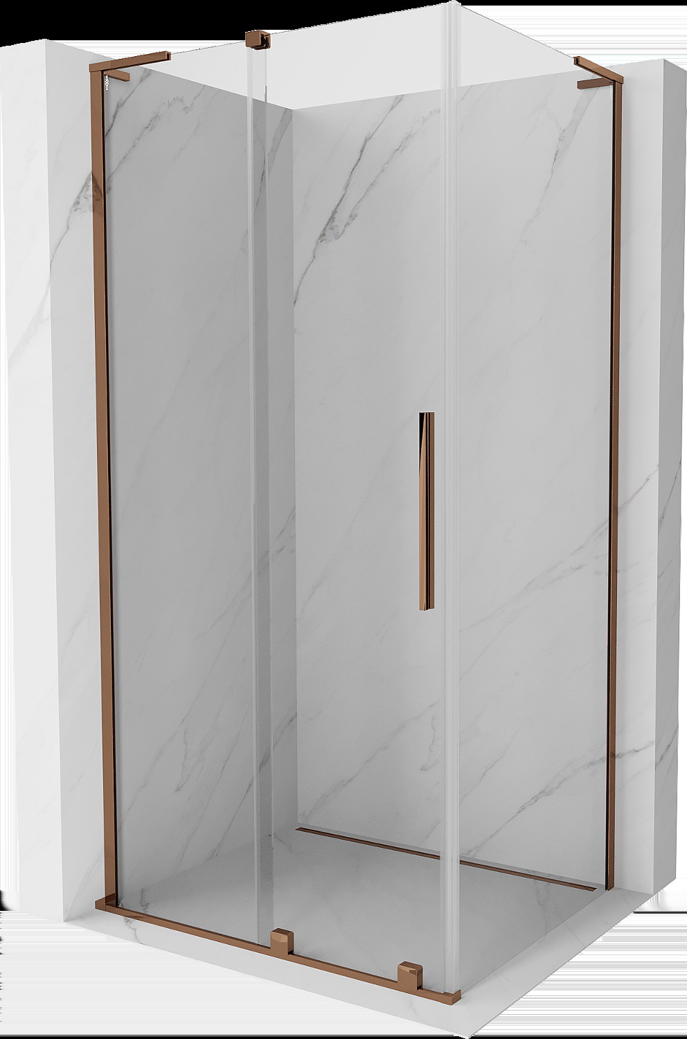 Mexen Velar L kabina prysznicowa rozsuwana 120x80 cm, transparent, różowe złoto - 871-120-080-03-60