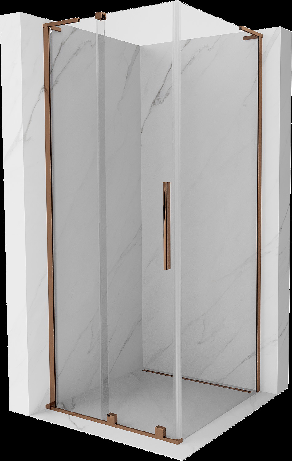 Mexen Velar L kabina prysznicowa rozsuwana 120x120 cm, transparent, różowe złoto - 871-120-120-03-60