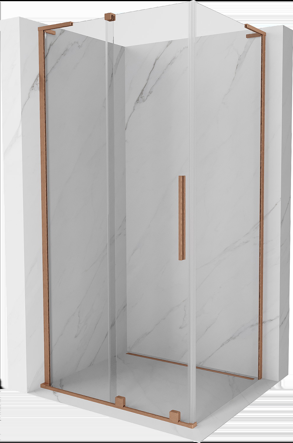 Mexen Velar L kabina prysznicowa rozsuwana 120x110 cm, transparent, miedź szczotkowana - 871-120-110-03-65