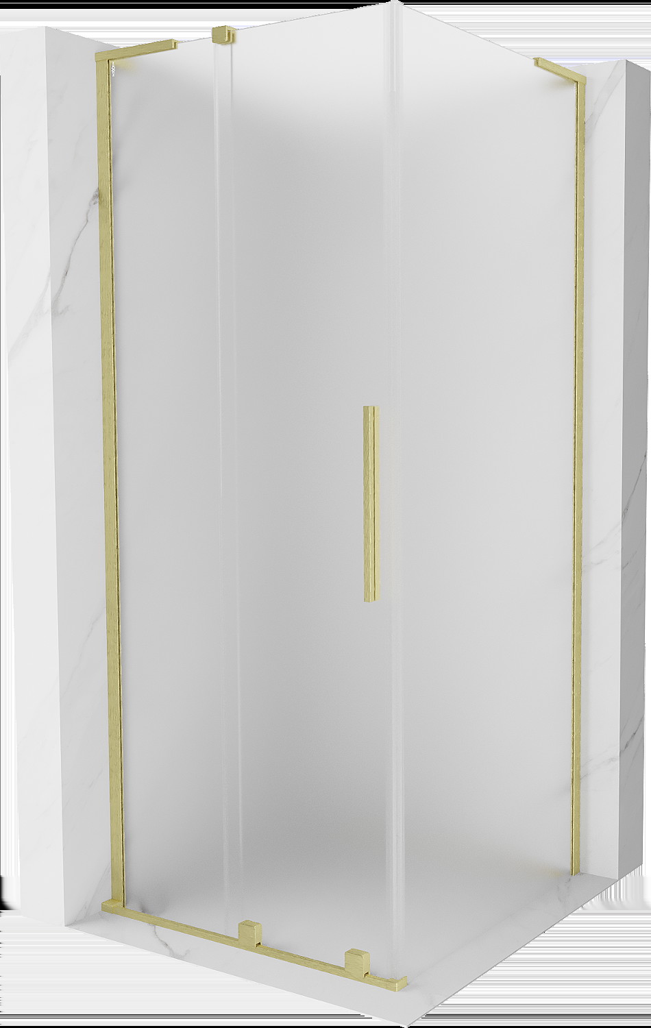 Mexen Velar L kabina prysznicowa rozsuwana 100x100 cm, szron, złota szczotkowana - 871-100-100-33-55