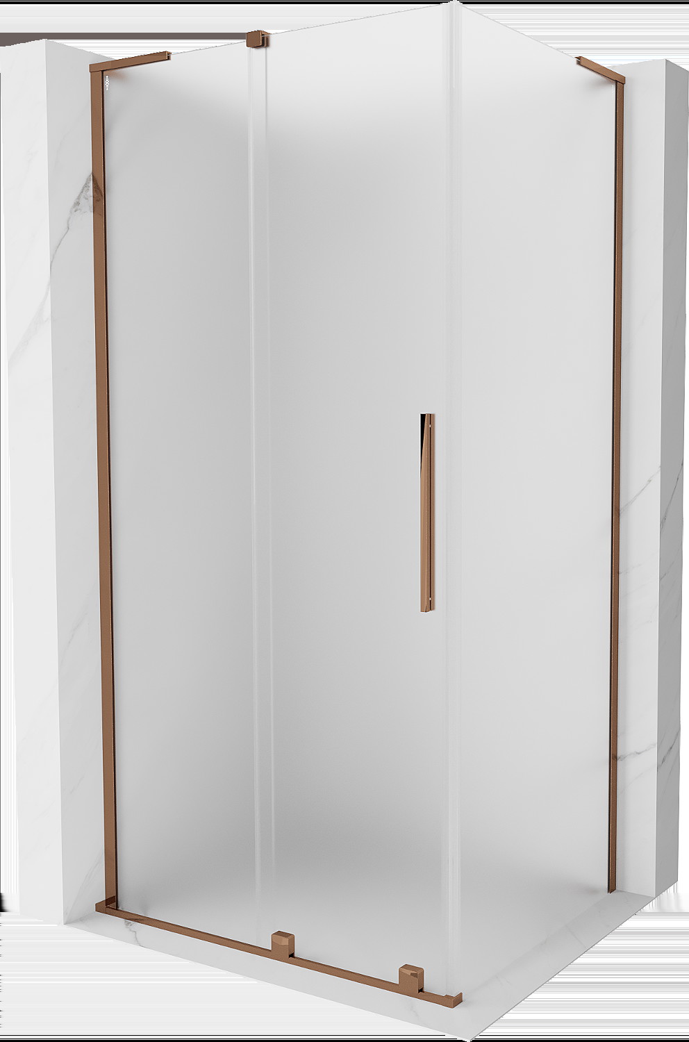 Mexen Velar L kabina prysznicowa rozsuwana 90x110 cm, szron, różowe złoto - 871-090-110-33-60