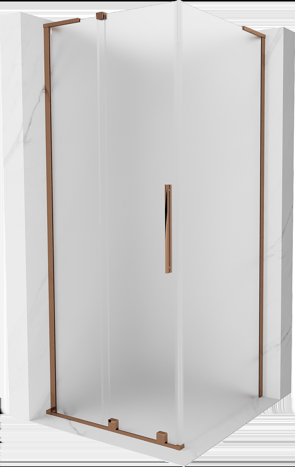 Mexen Velar L kabina prysznicowa rozsuwana 100x100 cm, szron, różowe złoto - 871-100-100-33-60