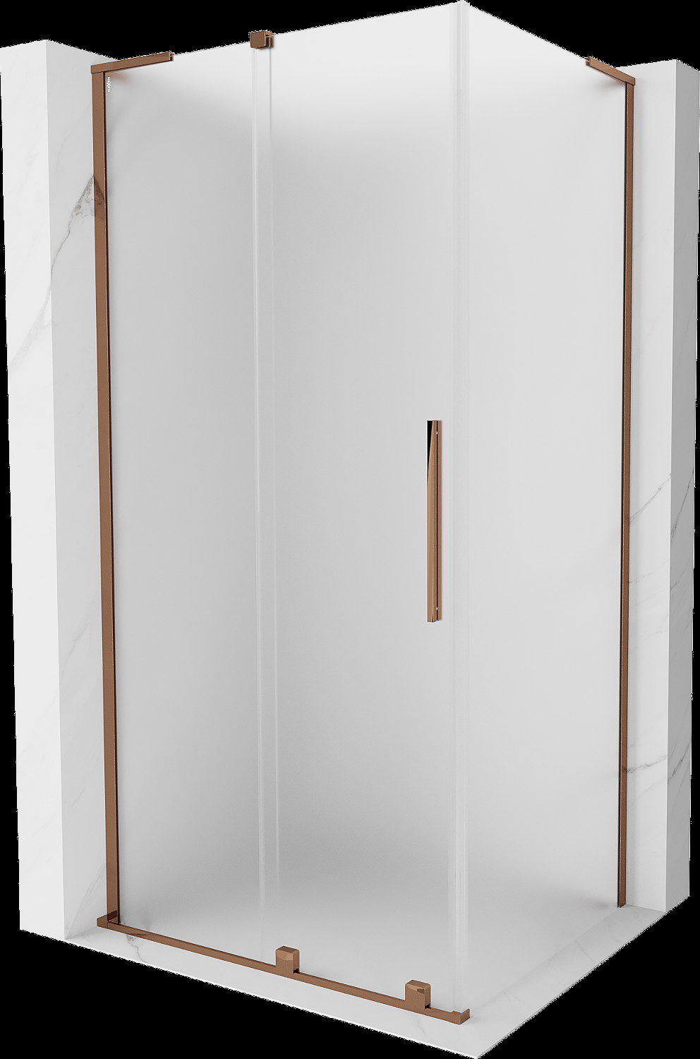 Mexen Velar L kabina prysznicowa rozsuwana 100x110 cm, szron, różowe złoto - 871-100-110-33-60
