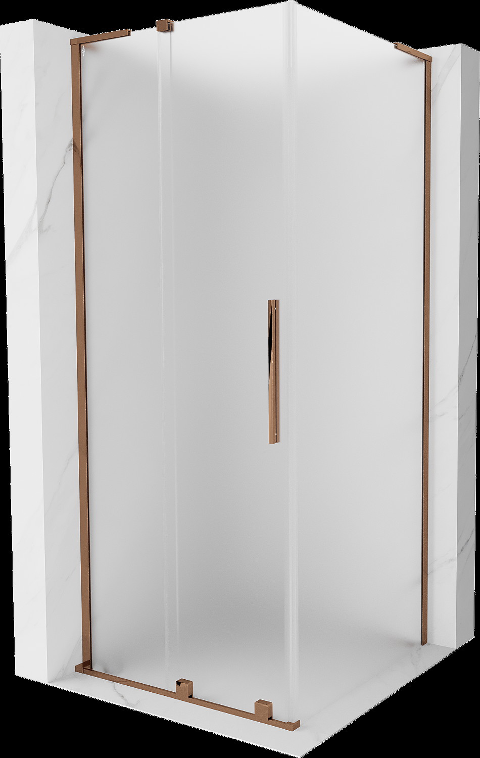 Mexen Velar L kabina prysznicowa rozsuwana 110x110 cm, szron, różowe złoto - 871-110-110-33-60