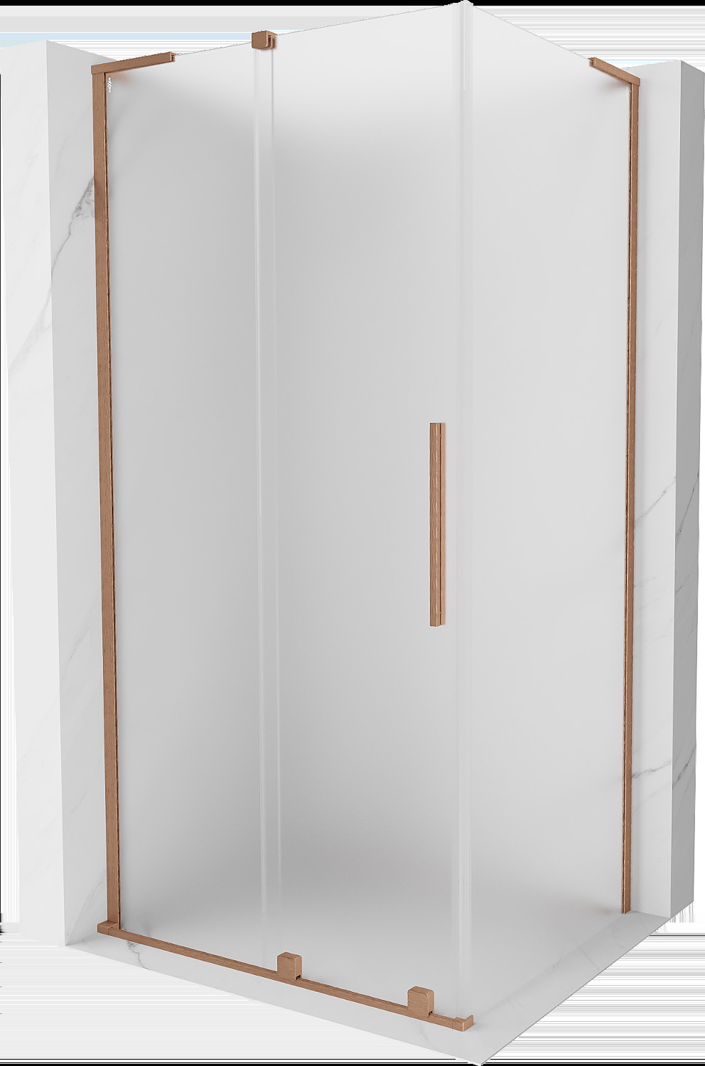 Mexen Velar L kabina prysznicowa rozsuwana 100x70 cm, szron, miedź szczotkowana - 871-100-070-33-65