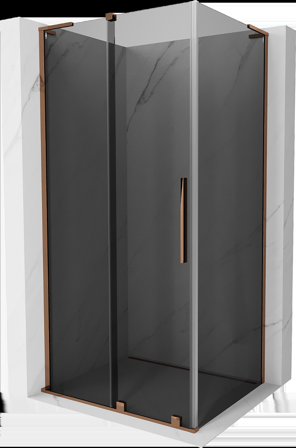 Mexen Velar L kabina prysznicowa rozsuwana 100x120 cm, grafit, różowe złoto - 871-100-120-43-60