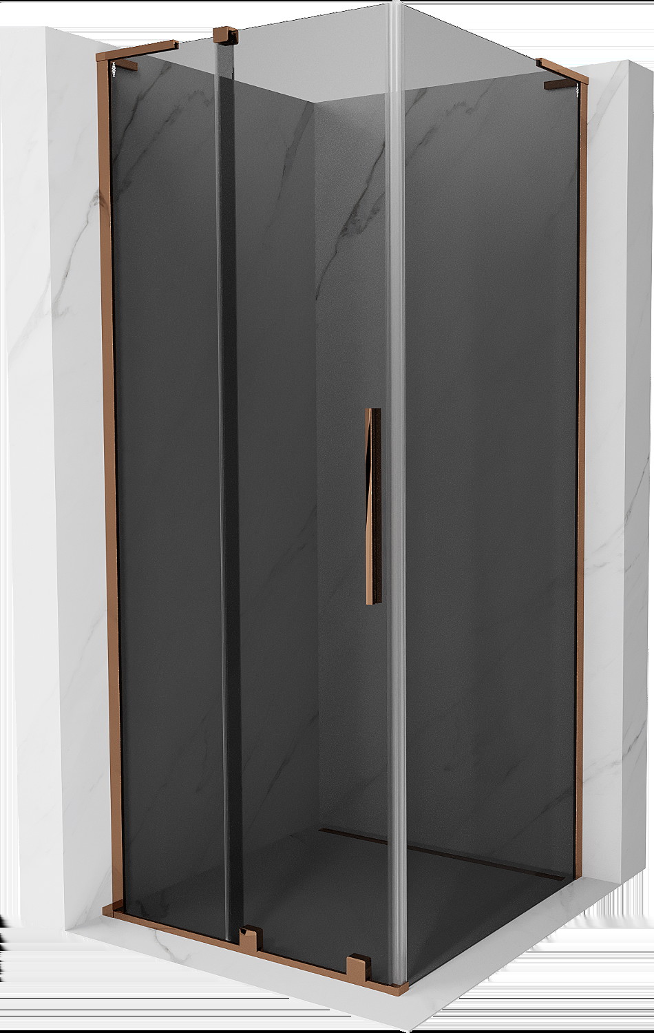 Mexen Velar L kabina prysznicowa rozsuwana 120x120 cm, grafit, różowe złoto - 871-120-120-43-60