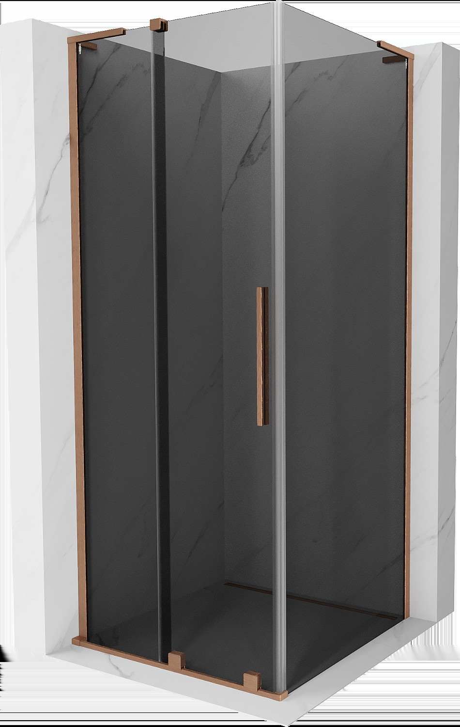 Mexen Velar L kabina prysznicowa rozsuwana 90x90 cm, grafit, miedź szczotkowana - 871-090-090-43-65